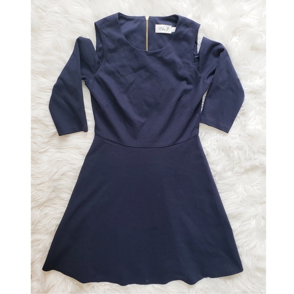 Eliza J Navy Cold Shoulder Fit & Flare Dress - Picture 4 of 5